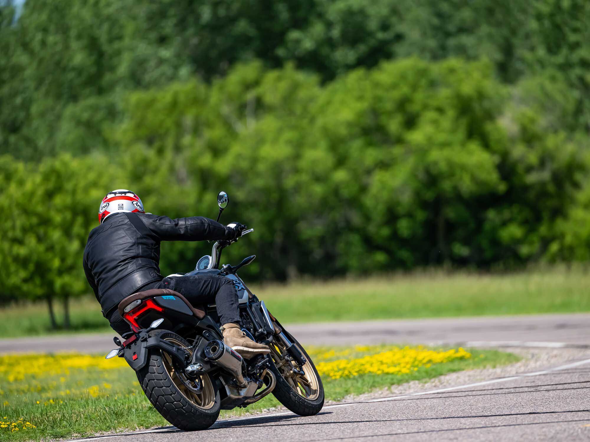 The 700CL-X base arrives with MT60 RS tires, which provided good feel on the track and the street.