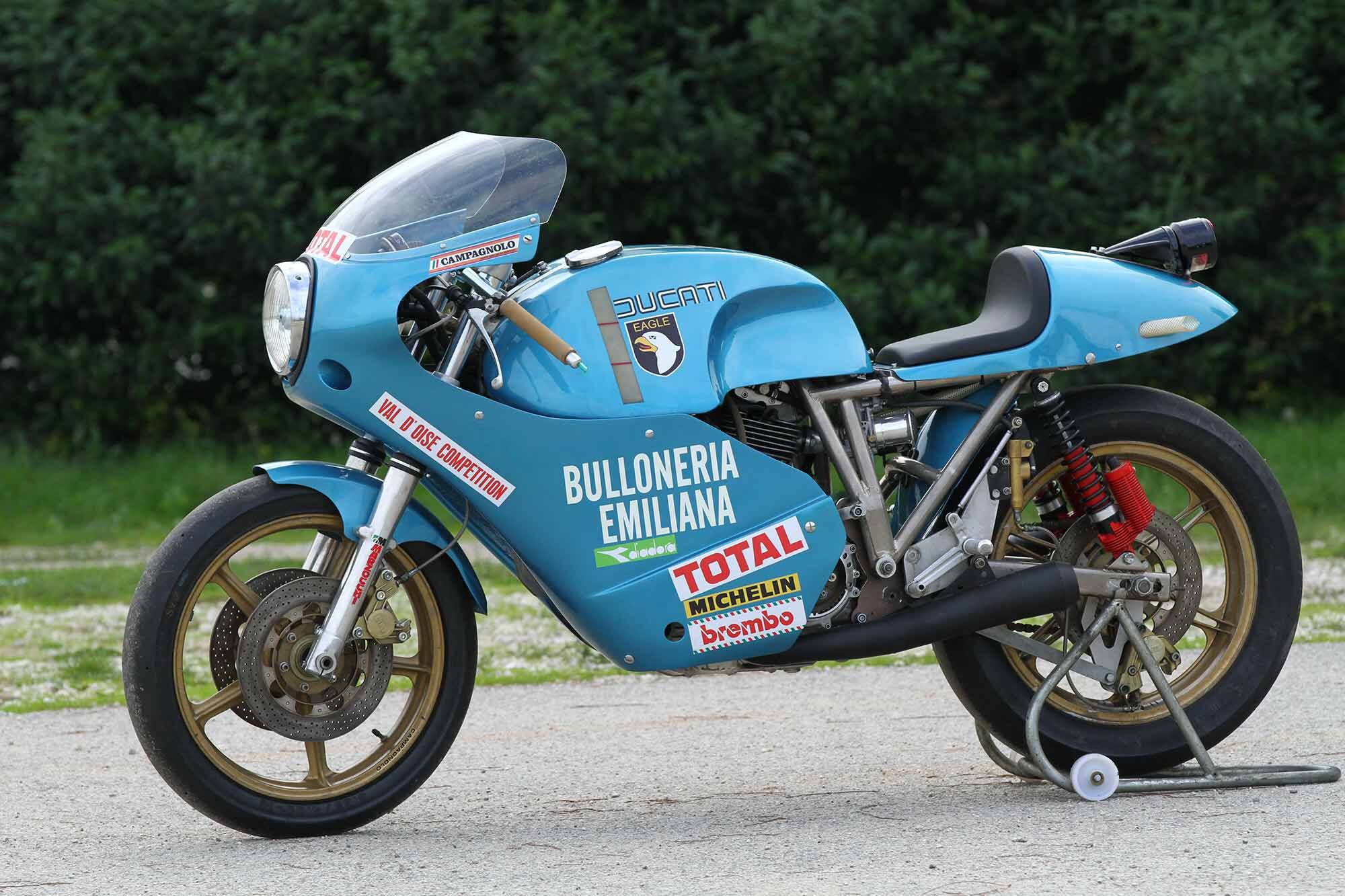 The dePrato Eagle 1 Ducati as it appears today and as it was last raced, with full fairing and disc brakes. The entire enterprise was a combination of passion and a yearning to learn by doing.
