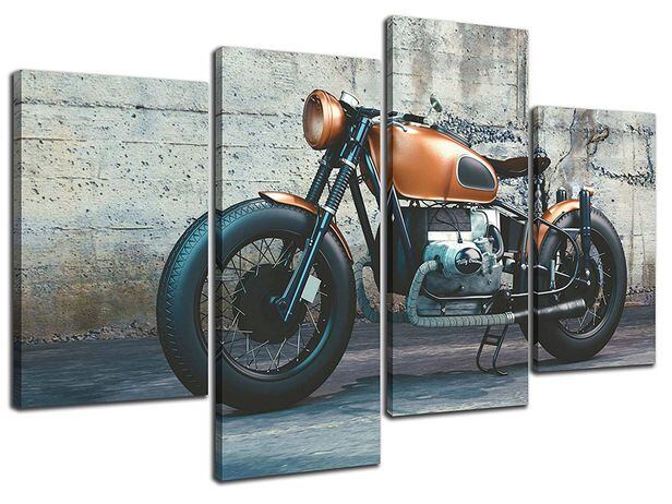 5 Panel Bobber Motorcycle Black & White Wall Art Canvas Panel Home Decor Print 
