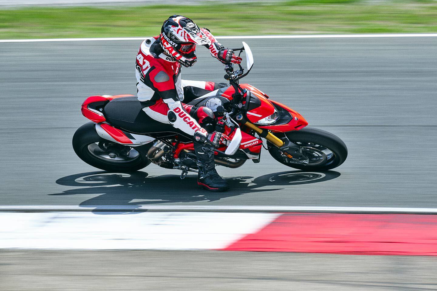 More track antics. SP models get gully adjustable Öhlins suspension front and rear.