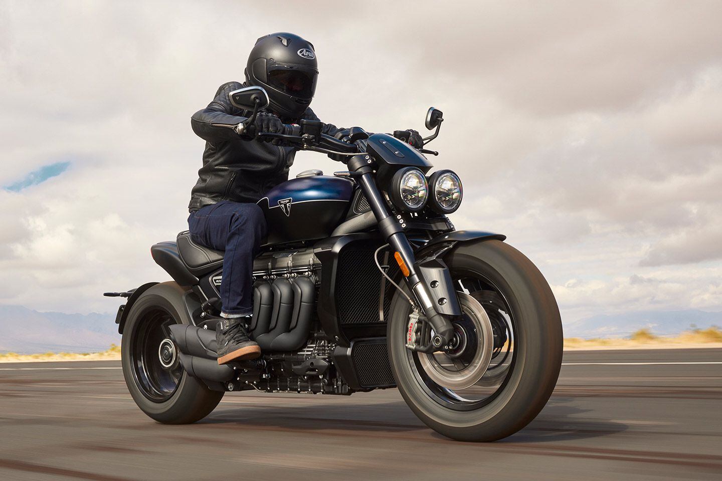 Triumph upped the horsepower on its 2024 Rocket 3 R Storm (shown) and Rocket 3 GT Storm.