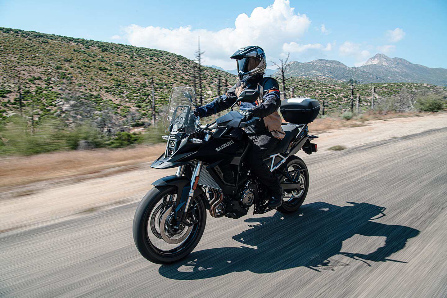 Suzuki announced two additions to the V-Strom 800 line: the “base” V-Strom 800 and the V-Strom 800 Touring (shown).
