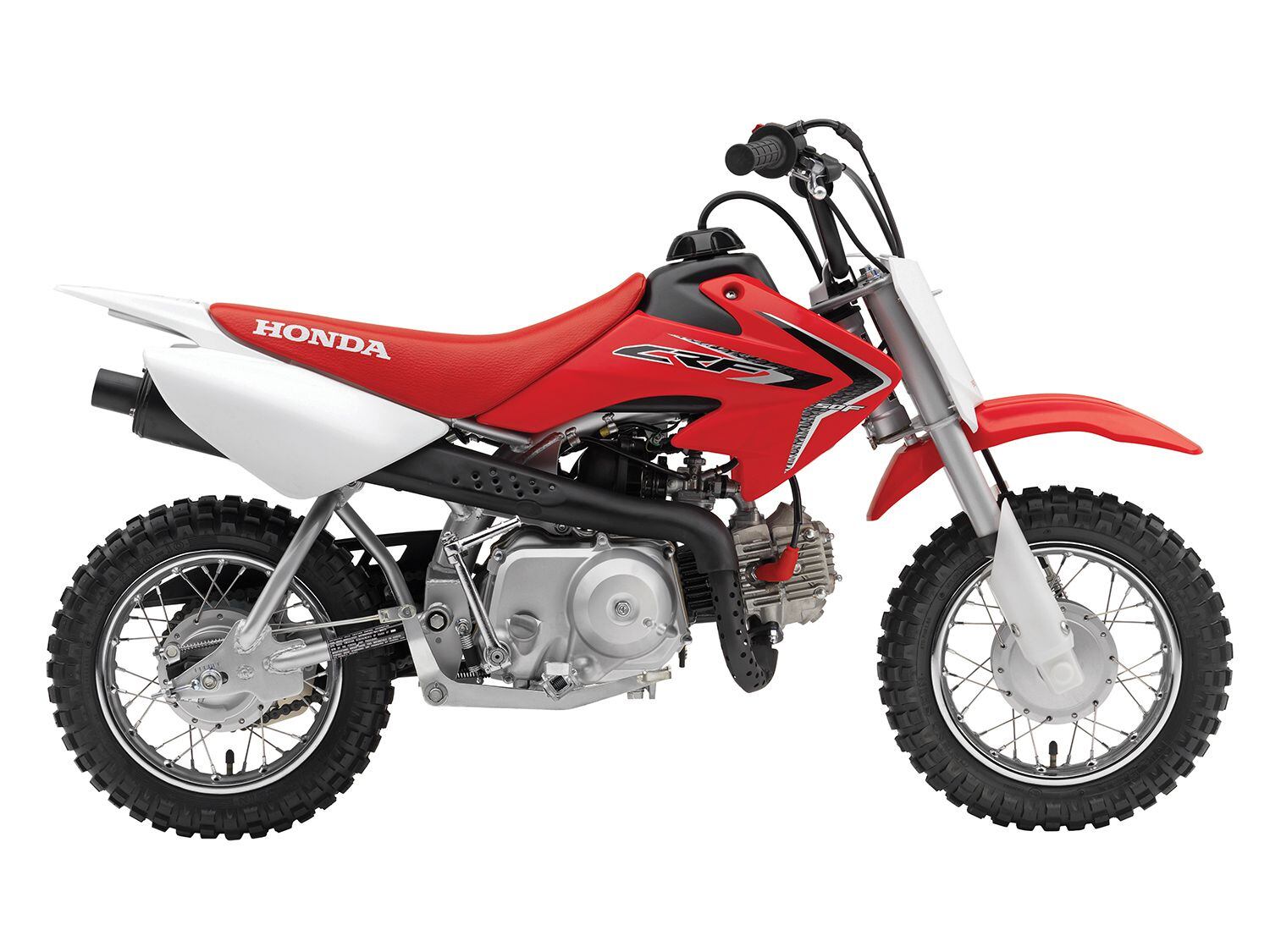 A great learner bike for kids, the CRF50F is a four-stroke with three speeds and an auto-clutch.