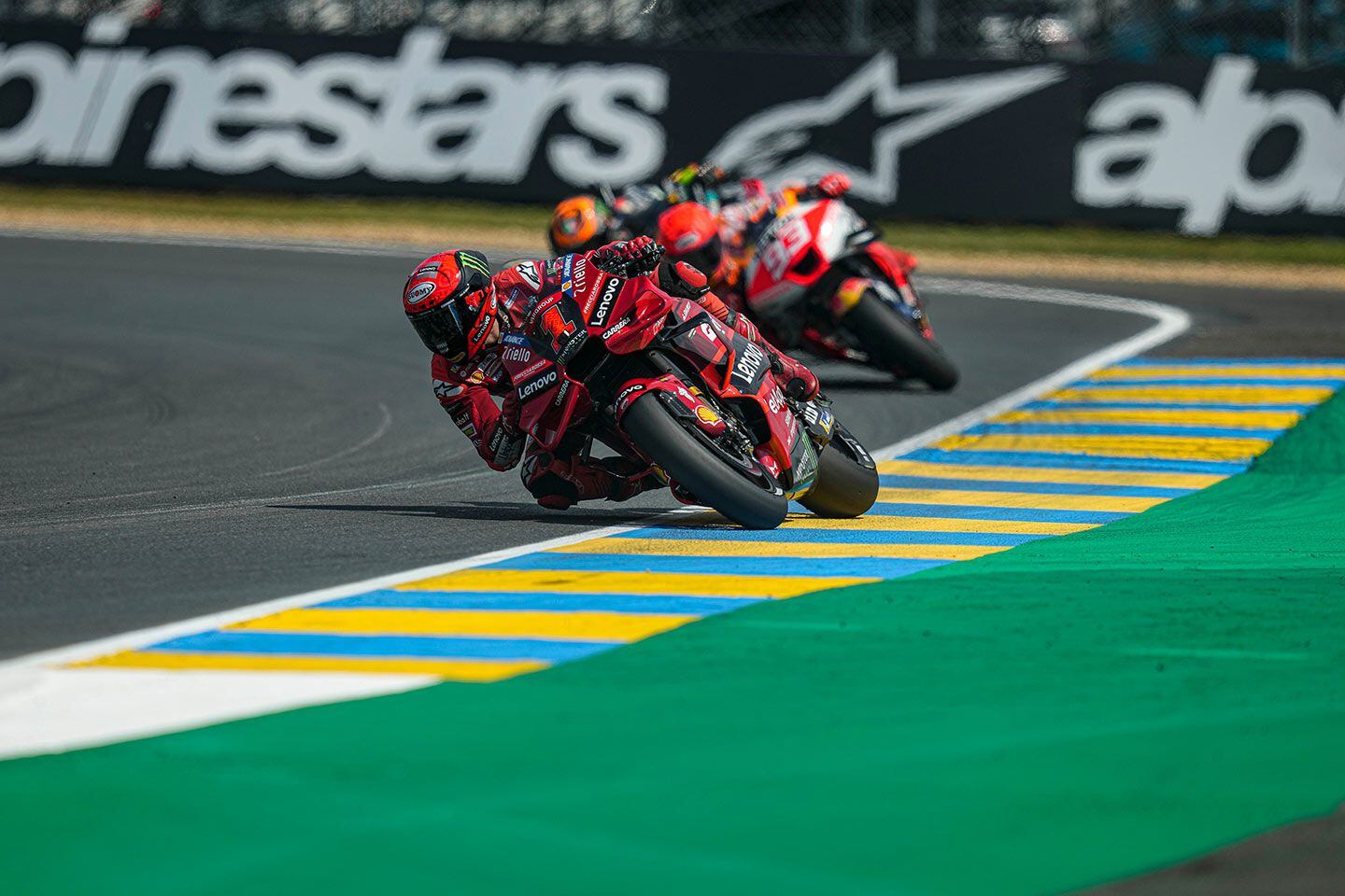 Bagnaia retains the championship point lead despite crashing out at Le Mans.