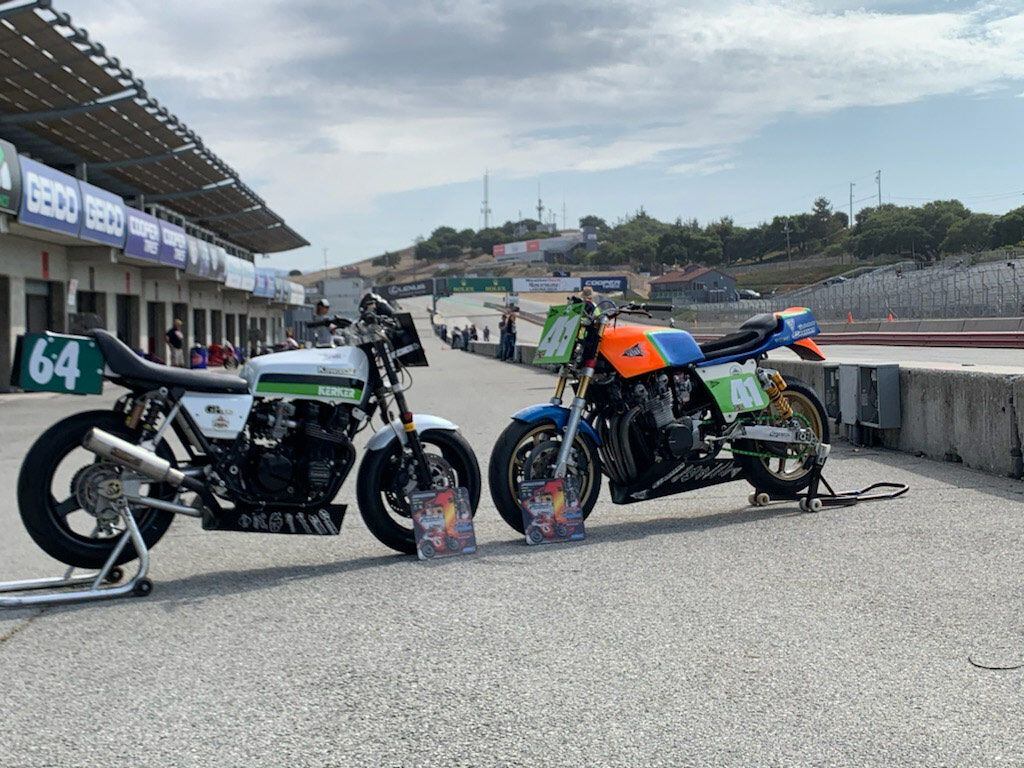 Chris’ GPz on the left, Carry Andrew’s Z1 on the right—both 2021 Laguna Seca AHRMA winners. Carry’s work on the 550’s electrical system, the Millennium cylinder work, and a new Yoshimura MJN kit for the carburetors took this storied racebike to a new level. The suspension hadn’t been touched for a decade and Steve Biganski did his magic, changing springs and valving on both ends. All this, and Carry has a list of fun things to do next!