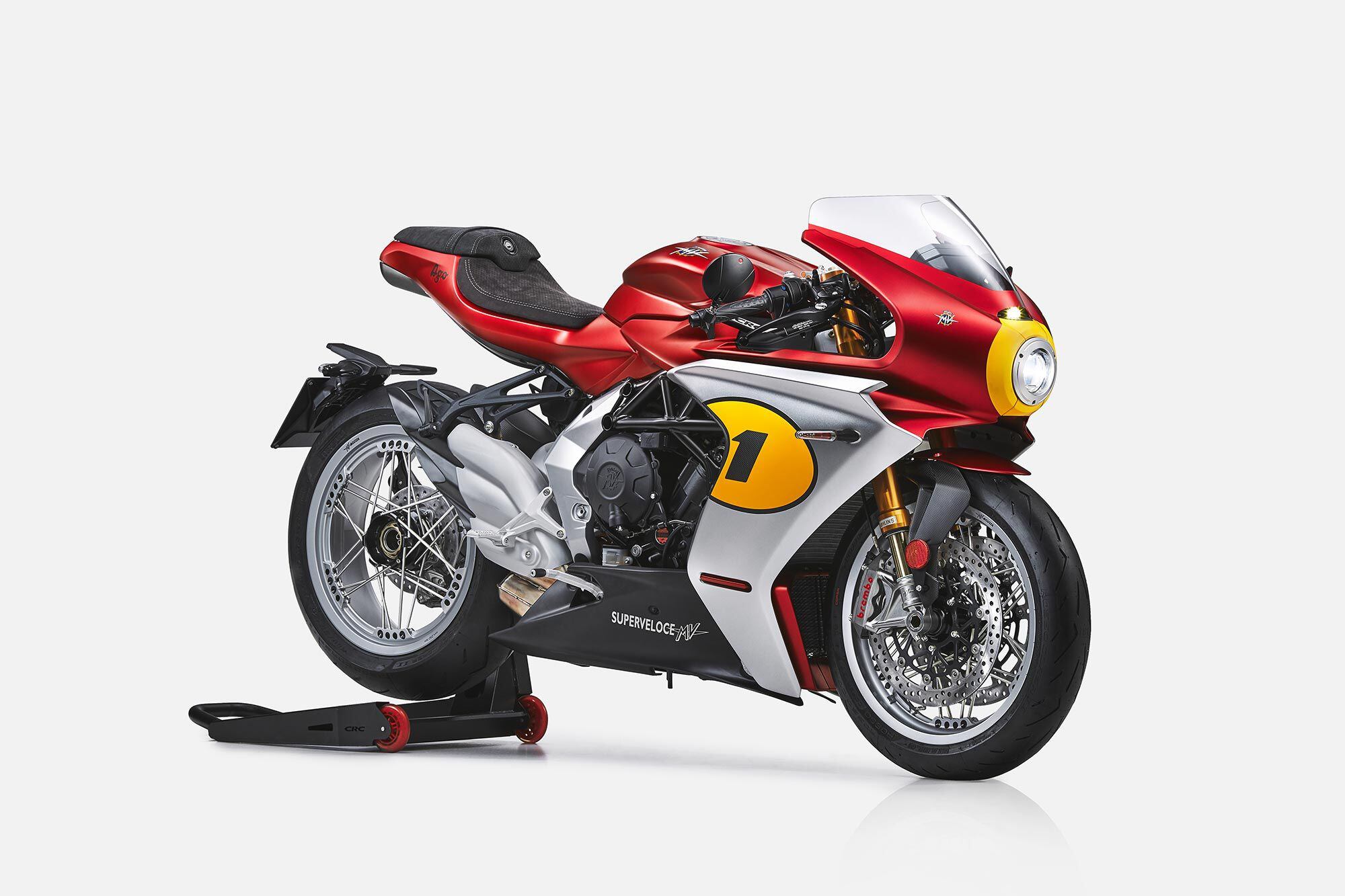 Red and silver? Three cylinders? Must be an MV Agusta! The latest Superveloce Ago is a grand celebration of MV’s glory years in racing with Giacomo Agostini at the helm.