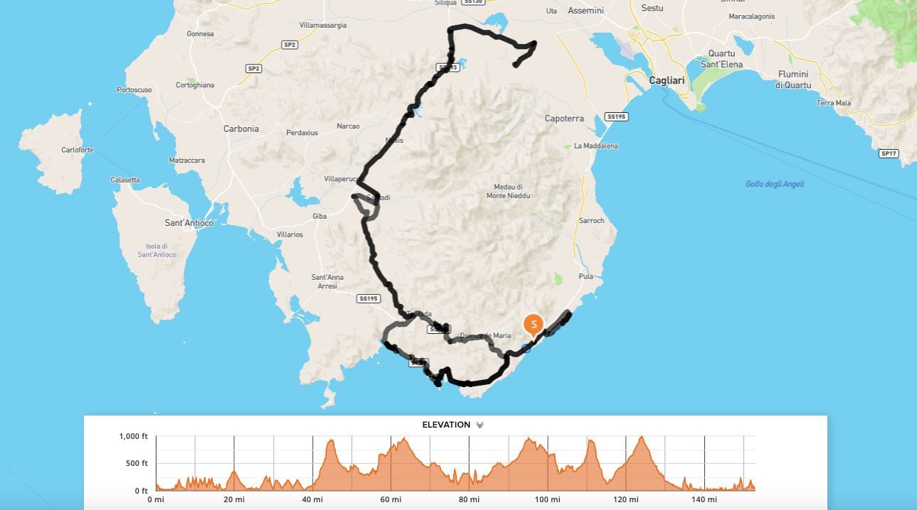 Our route included about 150 miles riding around the southern part of Sardinia.