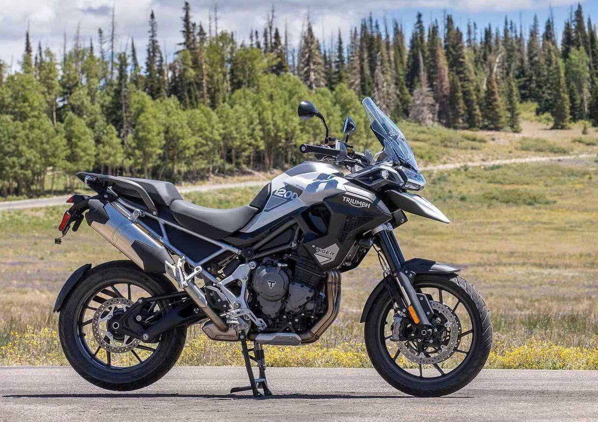 Triumph is rolling out a new seat-lowering suspension feature for its Tiger 1200 range: 2023 Triumph Tiger 1200 GT Pro pictured.