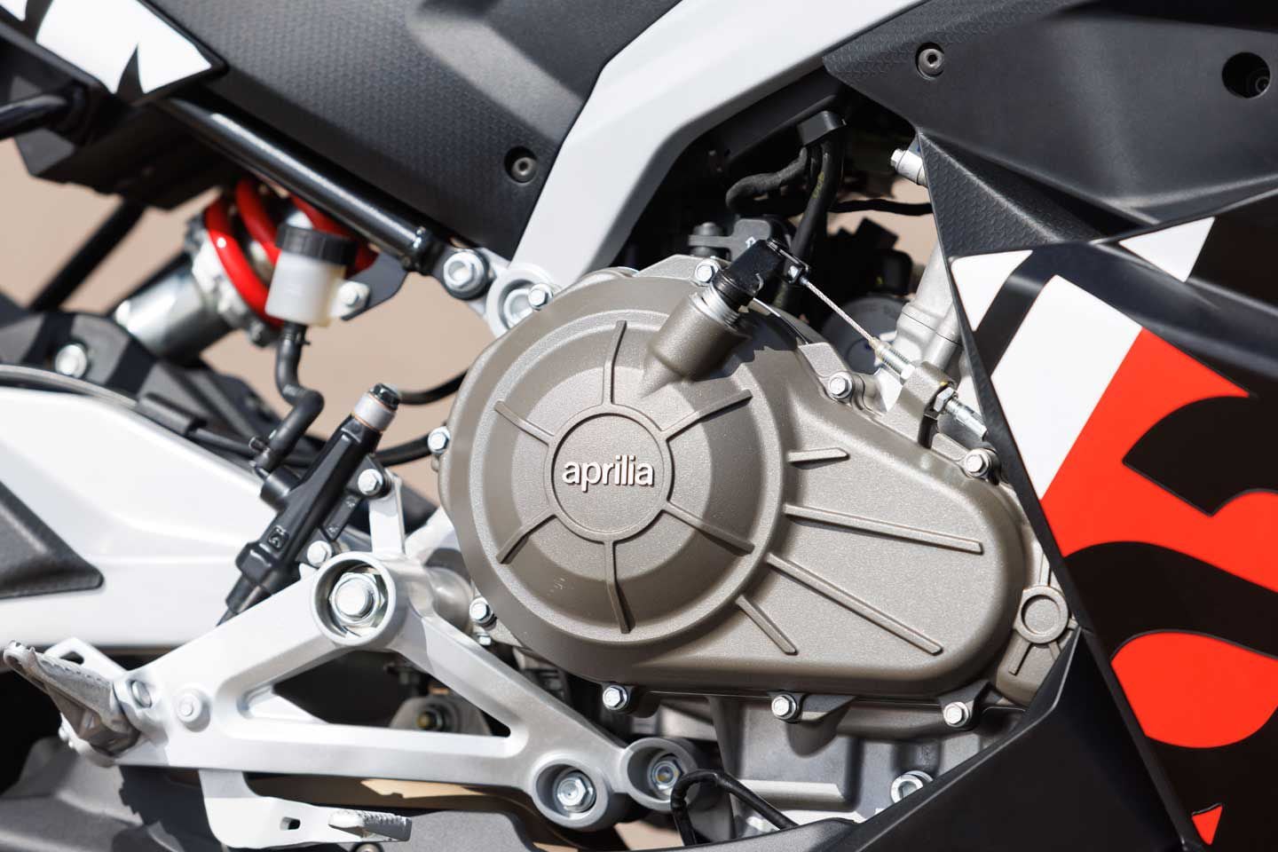Aprilia’s newest offering utilizes a 457cc parallel twin with a 270-degree crank, making a claimed 48 hp and 32 lb.-ft. of torque.