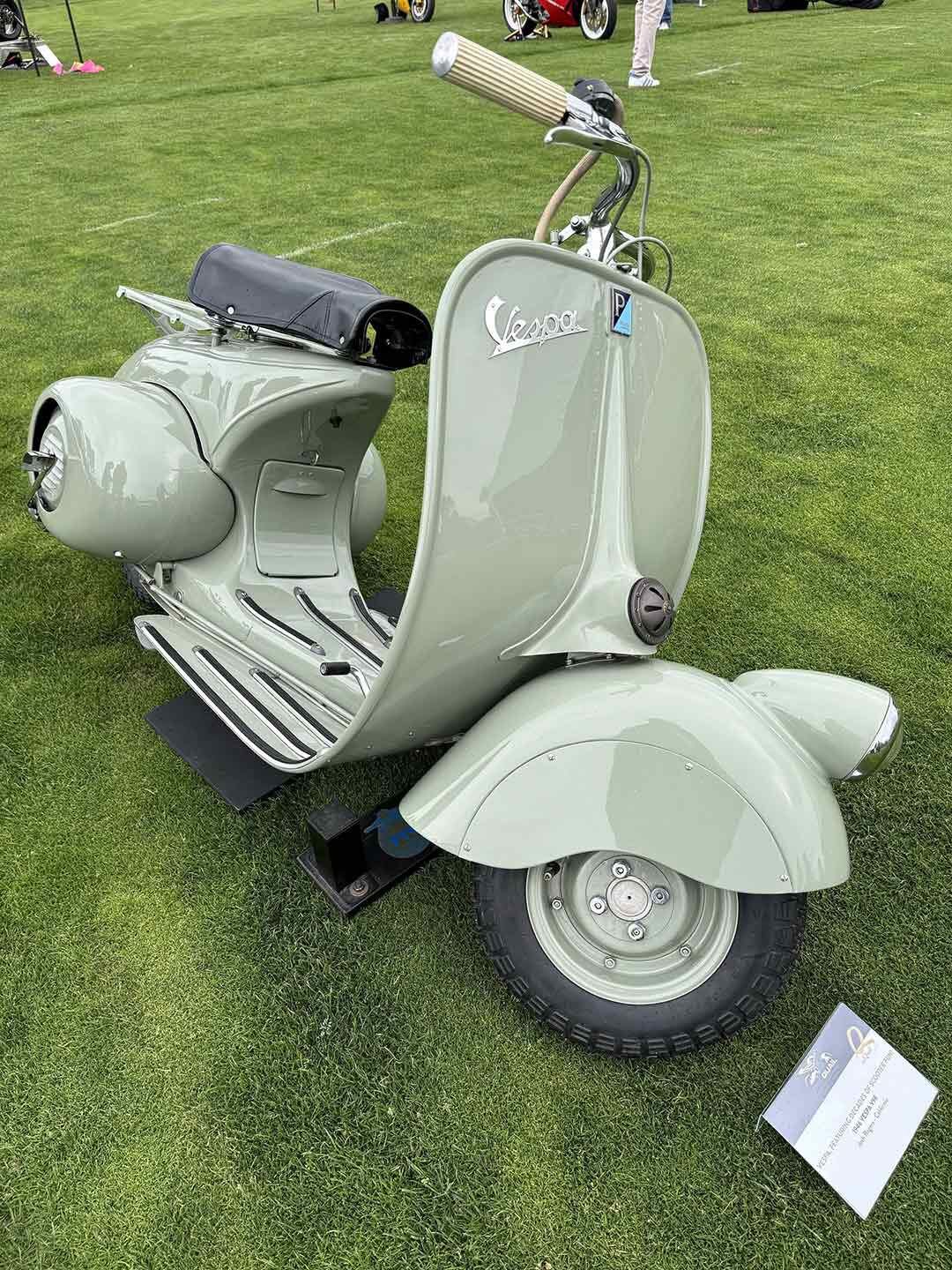 One of the featured classes was for Vespa, and taking first place in that group was this 1946 V98 model from Josh Rogers.