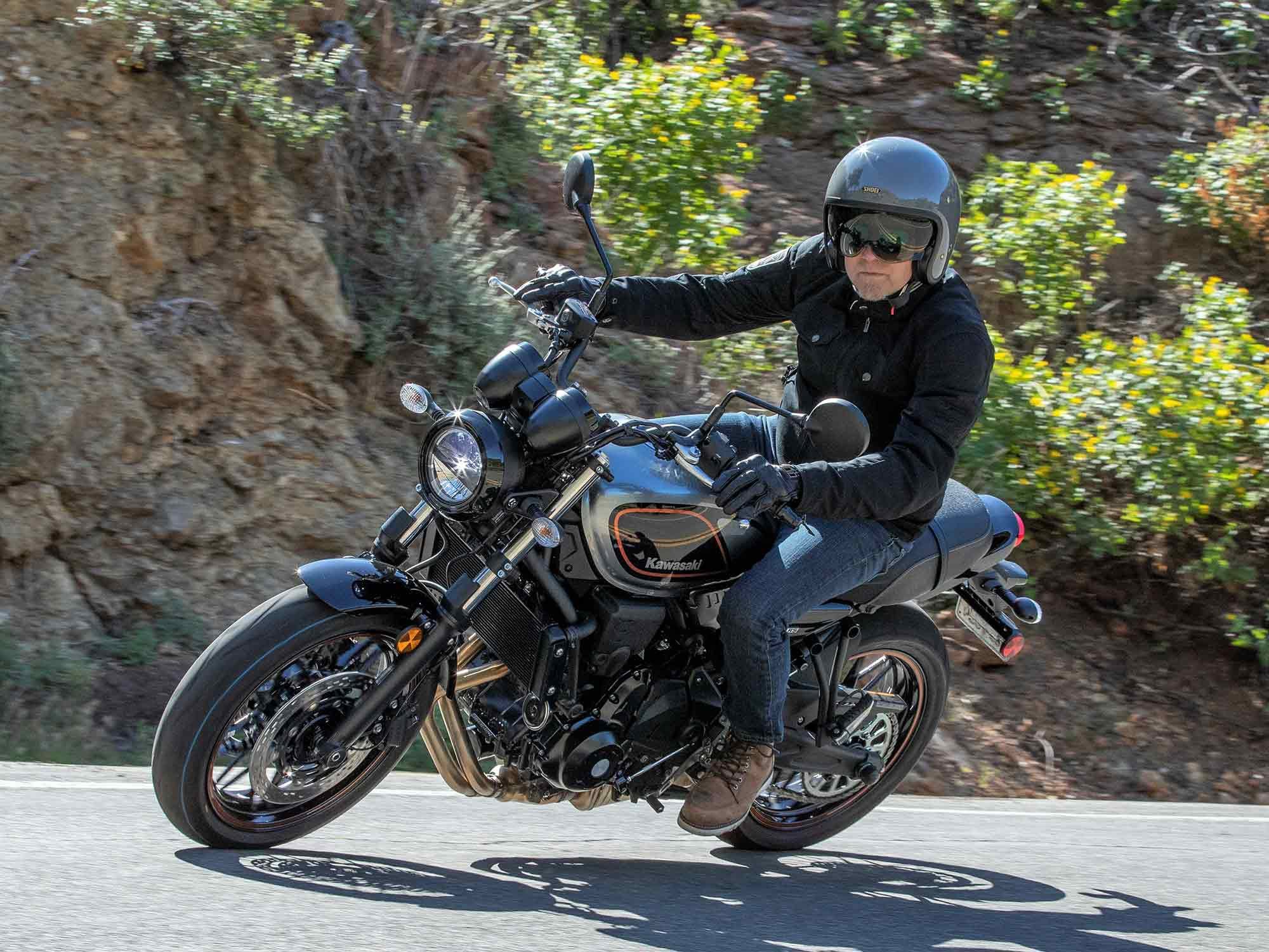 A relaxed riding position and a lightweight chassis makes the Z650RS agile in both canyons and city streets, though the suspension is tuned more for comfort than sport.
