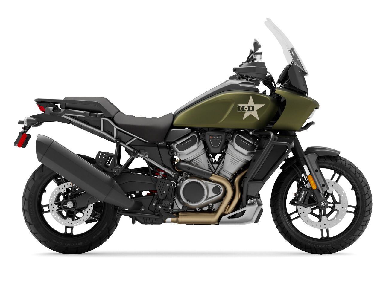 The bestselling adventure-touring model in North America, the Pan America 1250 Special G.I. gets a special livery and Mineral Green Denim Deluxe paint.