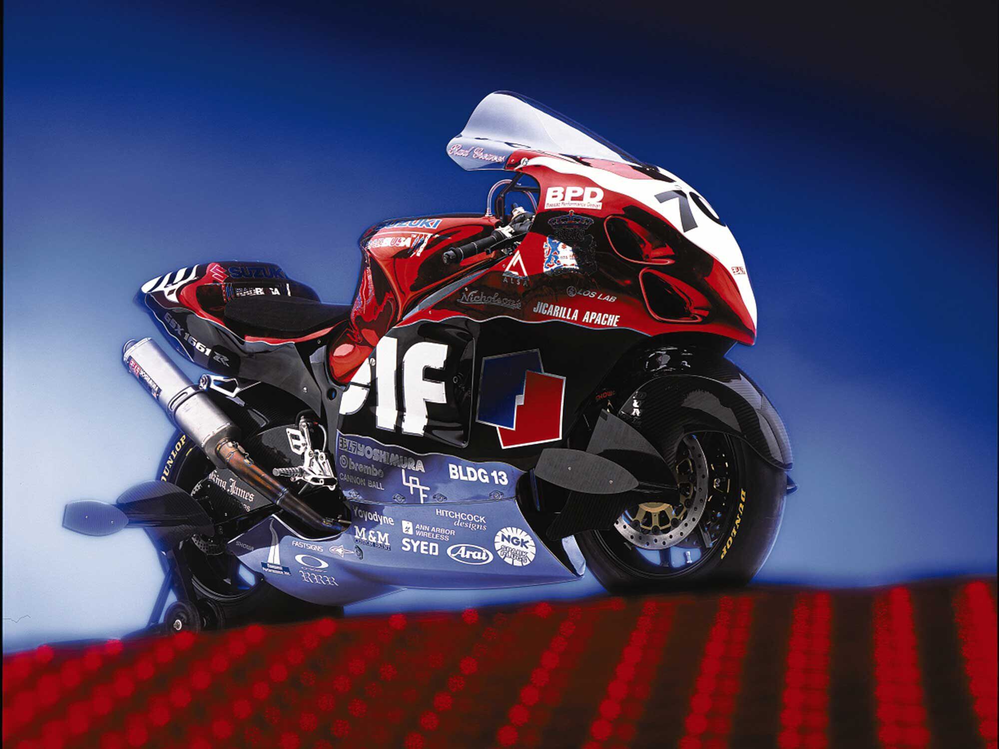There have been many extreme Hayabusas, but Rad Greaves’ GSX1661R racer with downforce-producing wings—long before MotoGP embraced aero to this degree—was one of the most remarkable covered by the magazine.