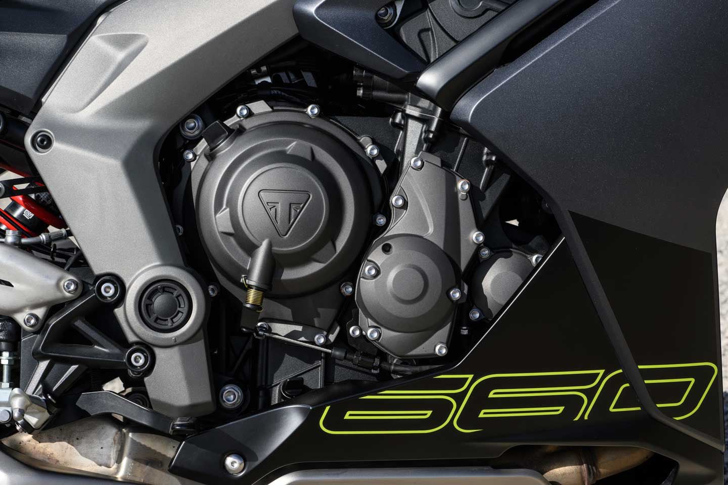 The 660cc inline three in the Daytona produces a claimed 94 horsepower.