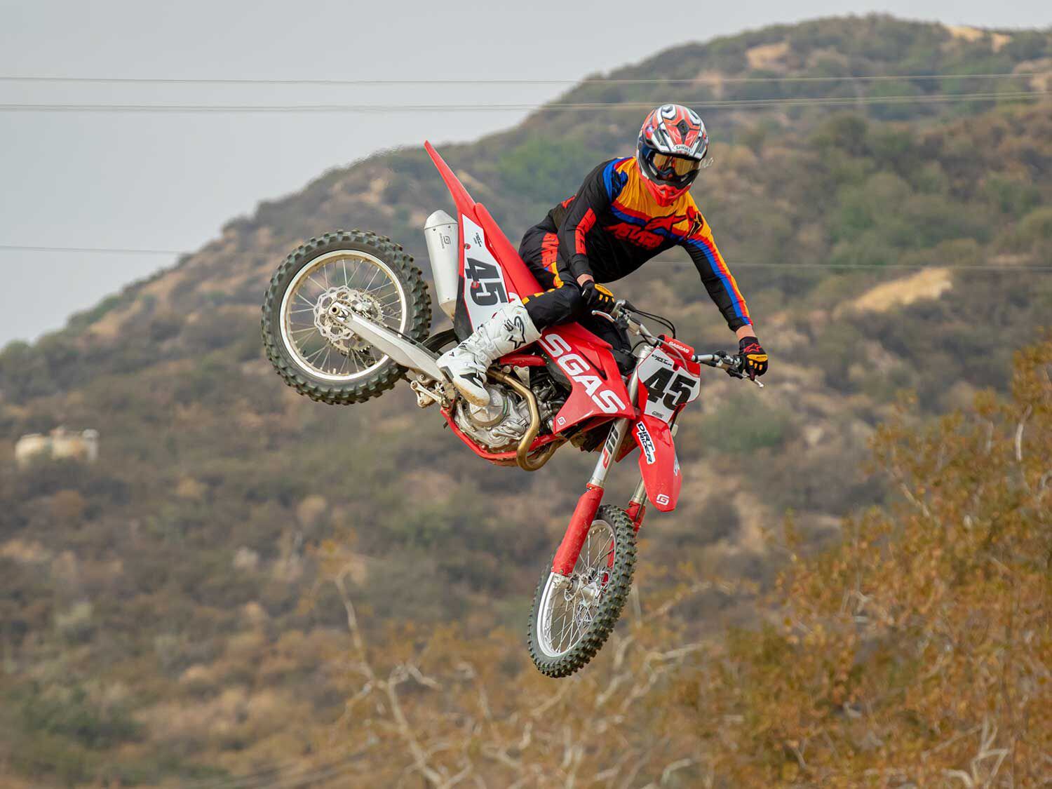 Riding the 2021 GasGas MC 450F at Glen Helen Raceway in San Bernardino, California.