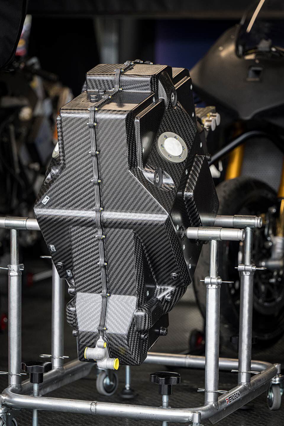 The Ducati V21L’s battery pack.