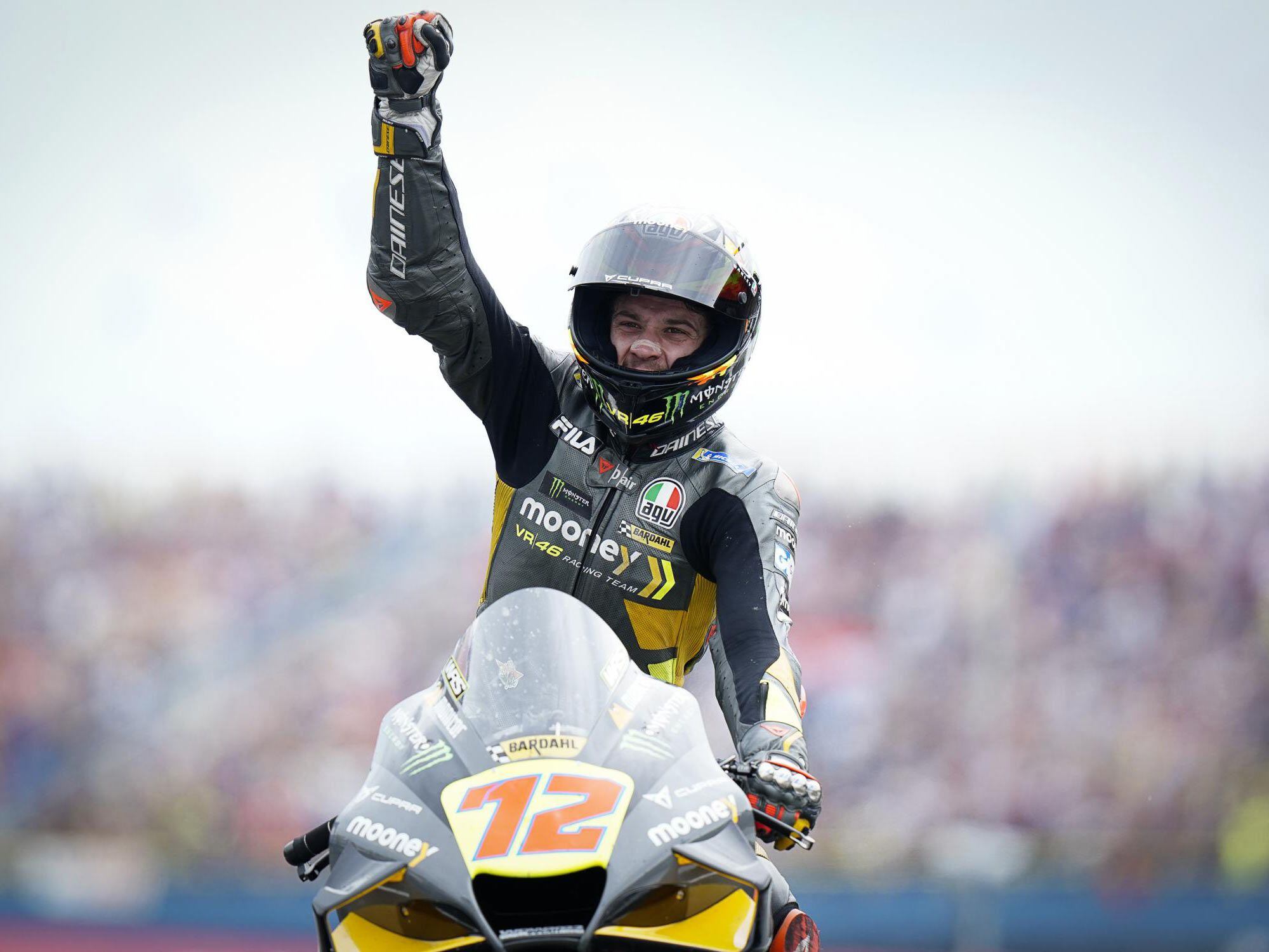 Twenty-three-year-old Marco Bezzecchi (Ducati Mooney VR46 Racing) was pumped after Assen, where he finished a super-close second (just 0.444 of a second behind) and scored his first premier-class podium.
