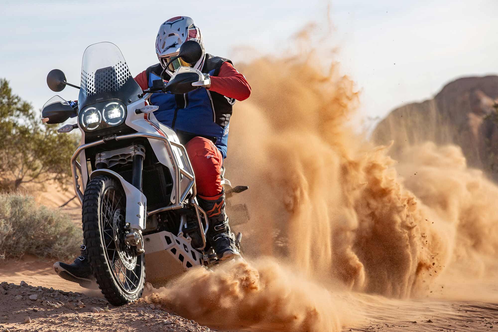 Traction control limits forward momentum on loose dirt. This is why Ducati allows it to be turned off.