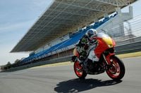 2024 Yamaha XSR900 GP accelerating on race track