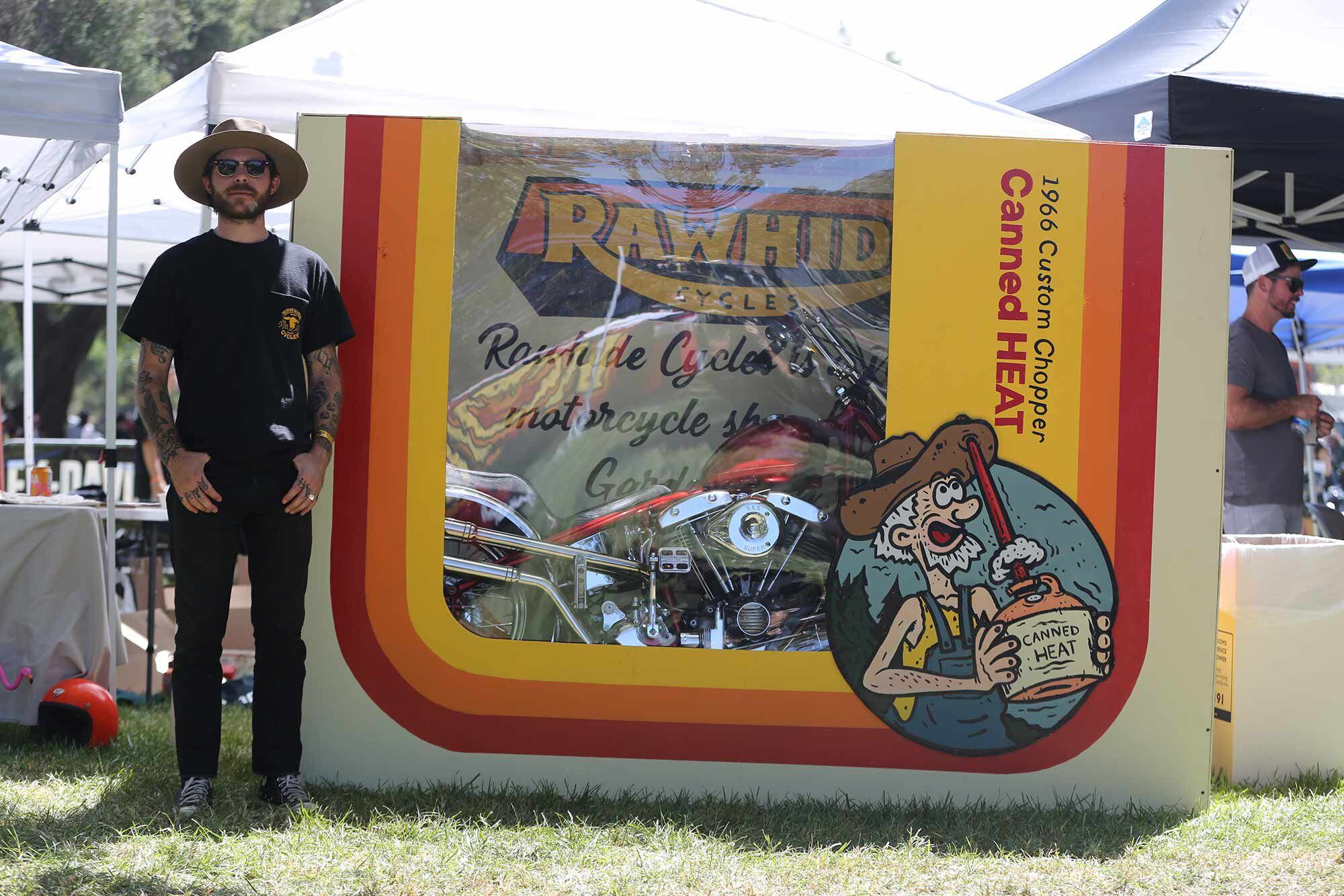 “It’s so clean it could be a Hot Wheels toy!” Rawhide Cycles’ “Canned Heat” and the bike’s builder, Brandon Wurtz.