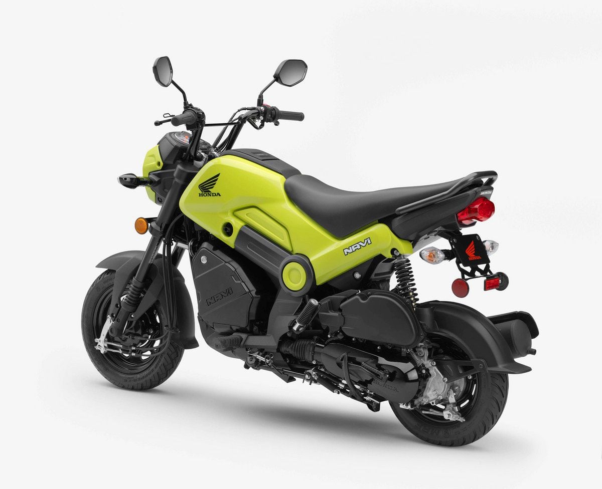 Scooter approachability and power with small-motorcycle ergonomics—the 2022 Honda Navi in a nutshell.