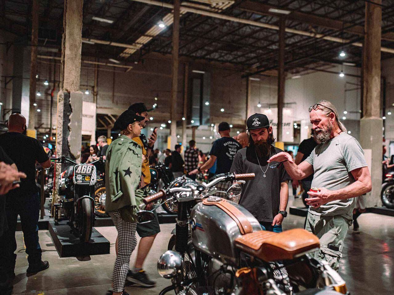 A typical scene at the Handbuilt Motorcycle Show, which attracts a wide array of moto-centric visitors—not just a generalized audience.