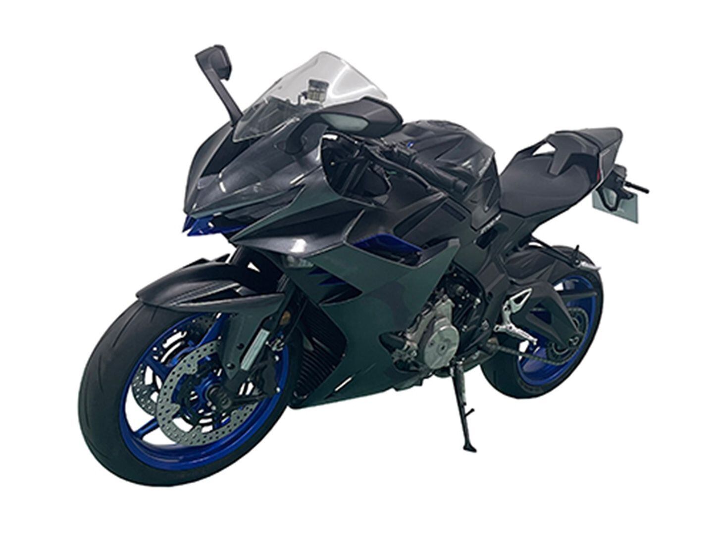 The front fairing gets some changes compared to the show bike picture below.