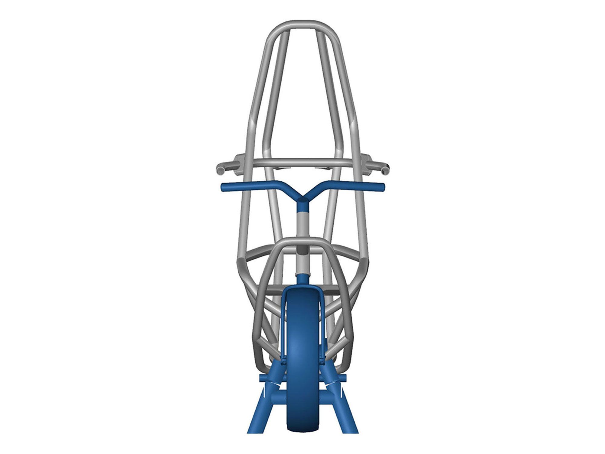 No seat is shown though we can envision a car-style unit taking up the space underneath the roll cage.