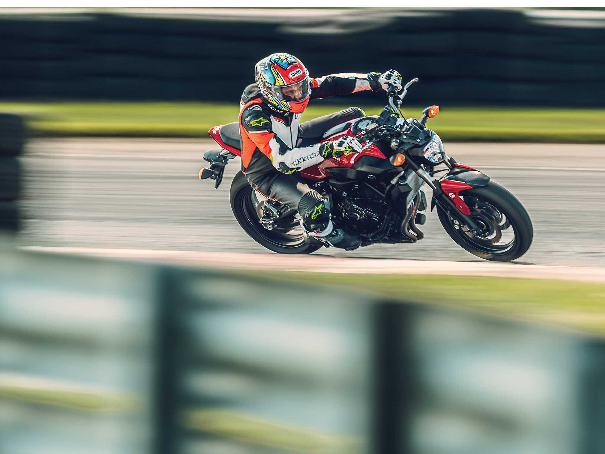 The 68 hp FZ-07 served as an excellent rental mount, quick enough to need respect and delicacy, but slow enough to allow time for a new track rider to think. After two days of school, with a tweaked mindset and new skills to work on, Smith left as a better street rider, safer and quicker.
