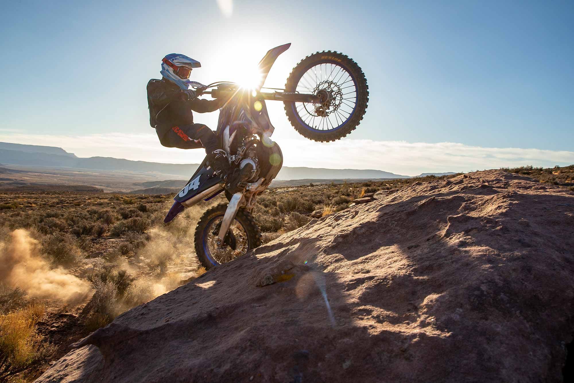 Trials-like maneuvers are encouraged while at the controls of the YZ250FX due to its remarkable amount of torque and crisp throttle response.