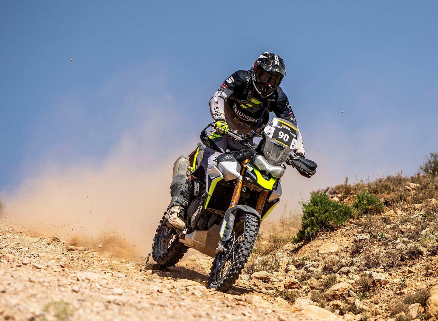 Cervantes on his Tiger 900 Rally Pro during last year’s Baja España Aragón race.