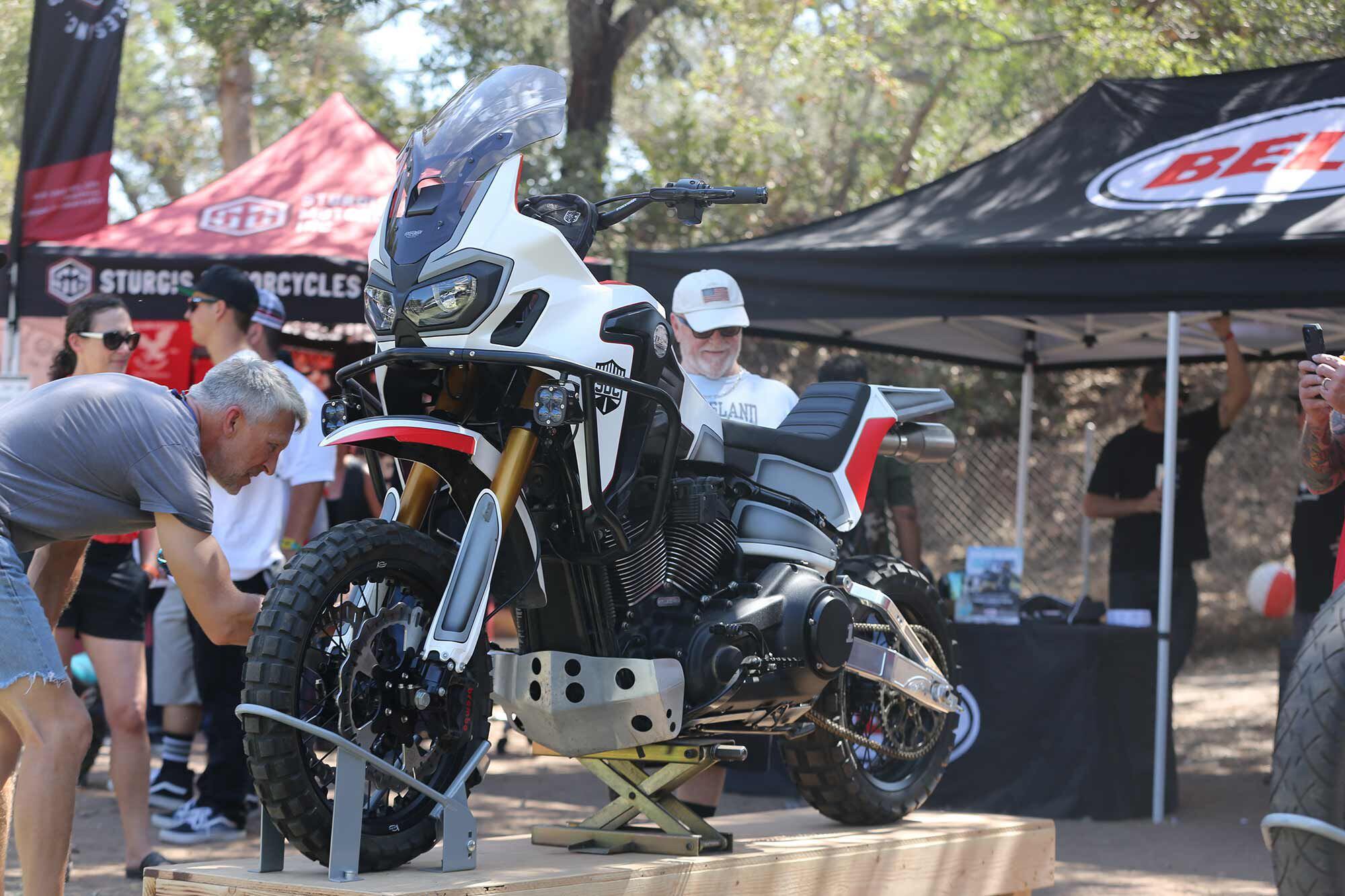 San Diego Customs built this Milwaukee-Eight-powered adventure bike off of the Softail platform years before the Pan America was available.