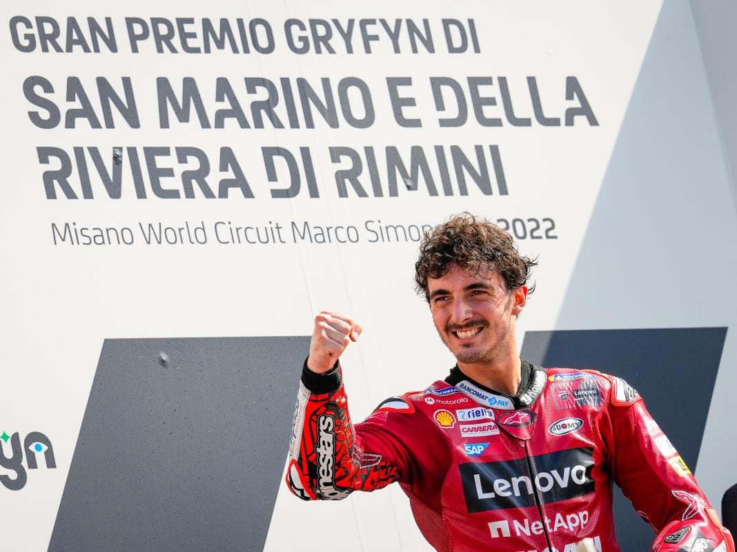 Francesco Bagnaia, triumphant, led from the third lap to win and moved into second place in the points.