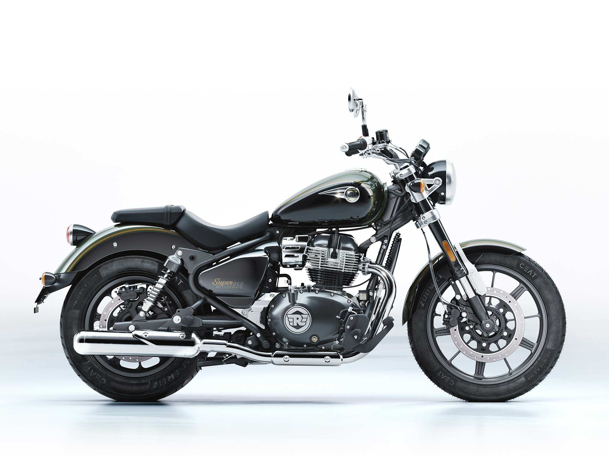 2023 Royal Enfield Super Meteor 650 in Interstellar Green.