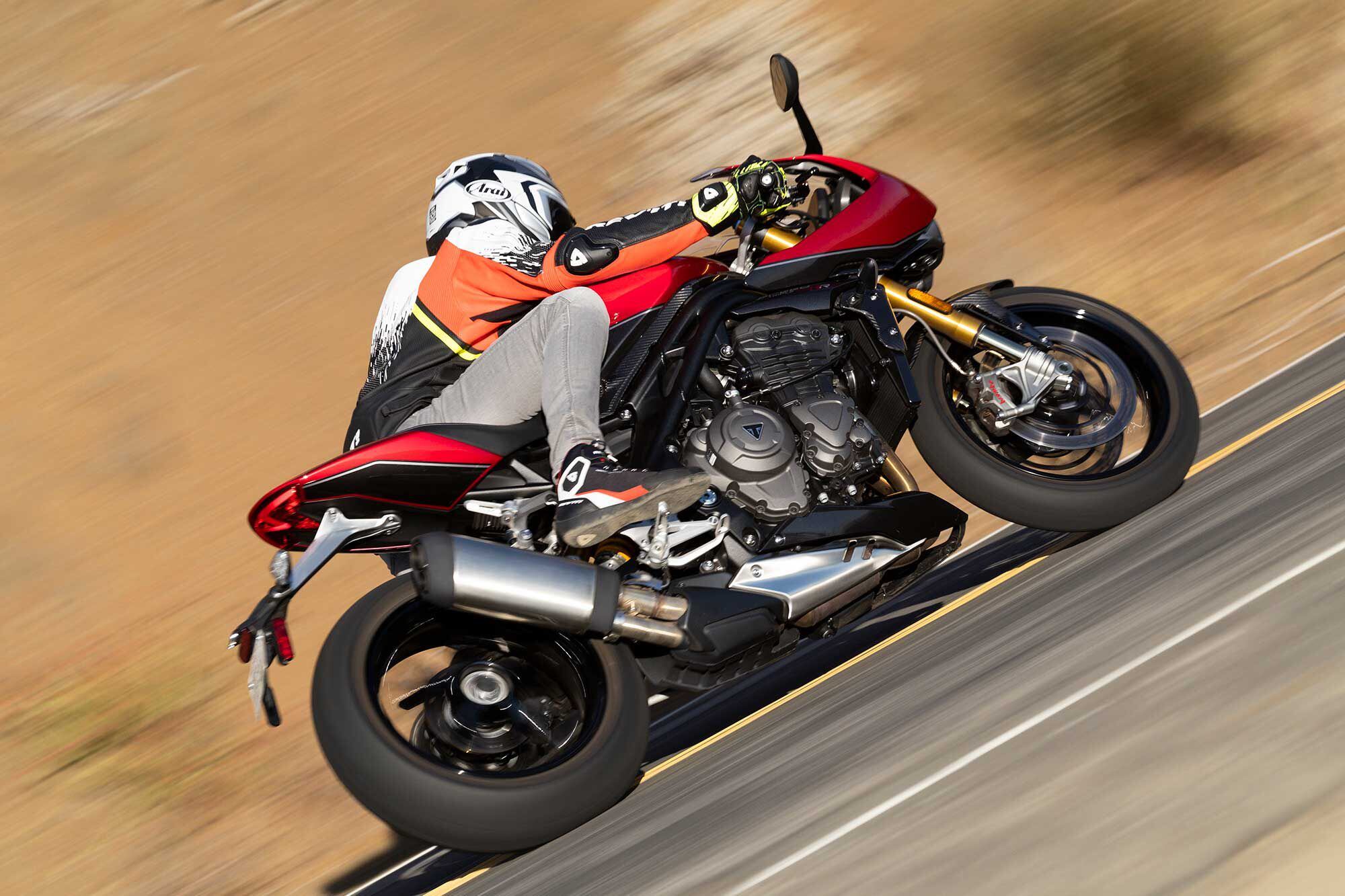 Comfort is impressive on the Speed Triple 1200 RR confidering how well it performs on the twists and turns of Southern California’s mountain roads.