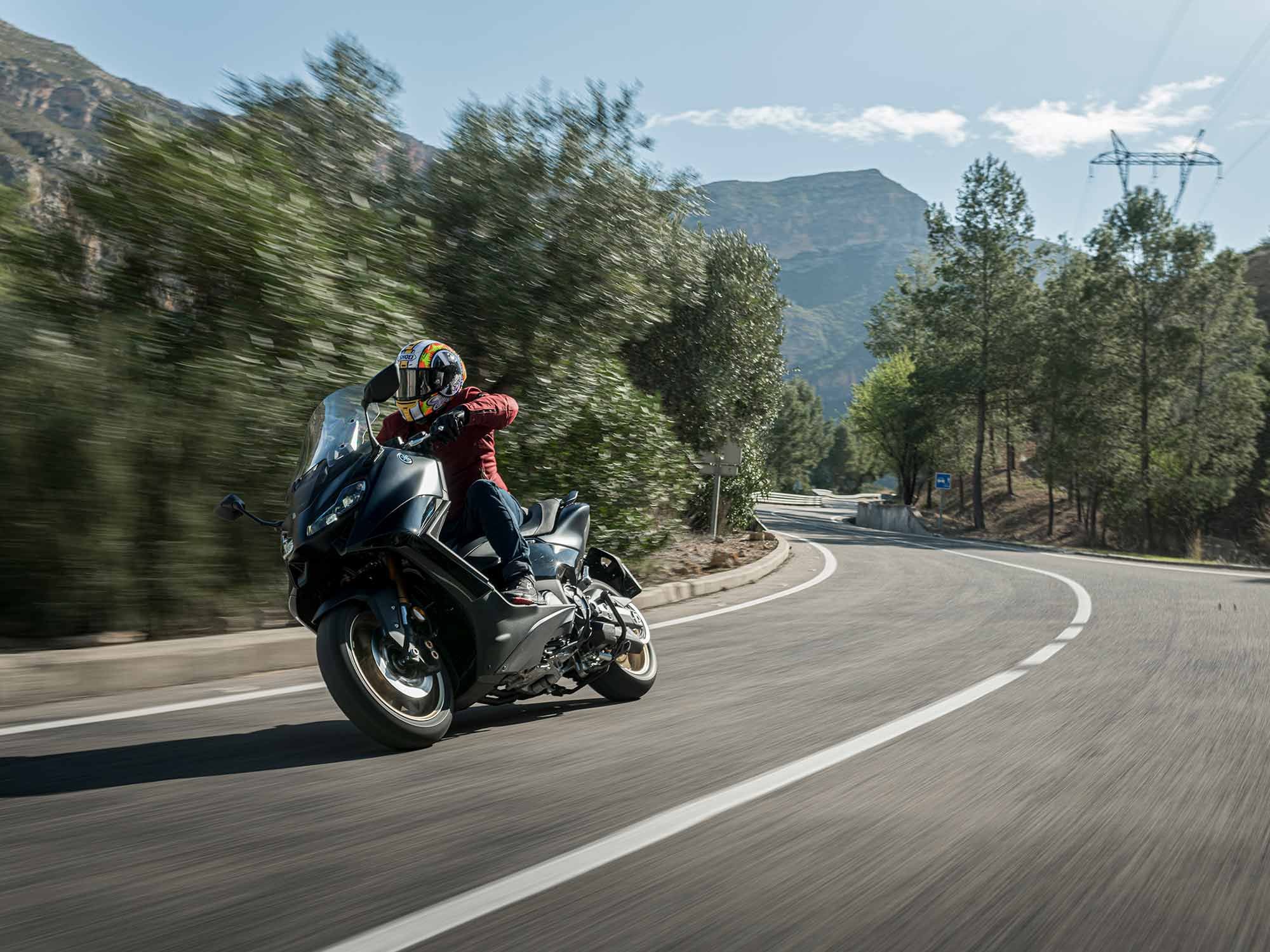 There’s a reason the TMAX is so popular in Europe: It fills the commuter role comfortably while delivering sporty performance.
