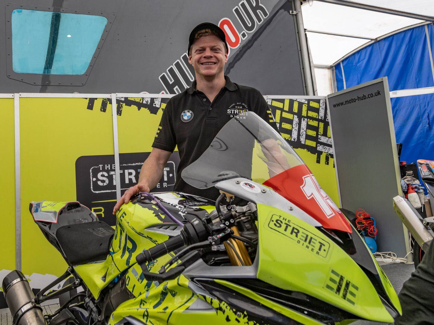 Sam West’s Moto-Hub.co.uk teammate, Sarbora had raced his BMW S 1000 RR at the Northwest 200. However, he was only racing Supersport at the TT. The team quickly changed the bike’s setup to suit West, allowing him to race in both the Superstock as well as the Milwaukee Tool Senior TT with respectable speed in each race, exceeding 120 mph.