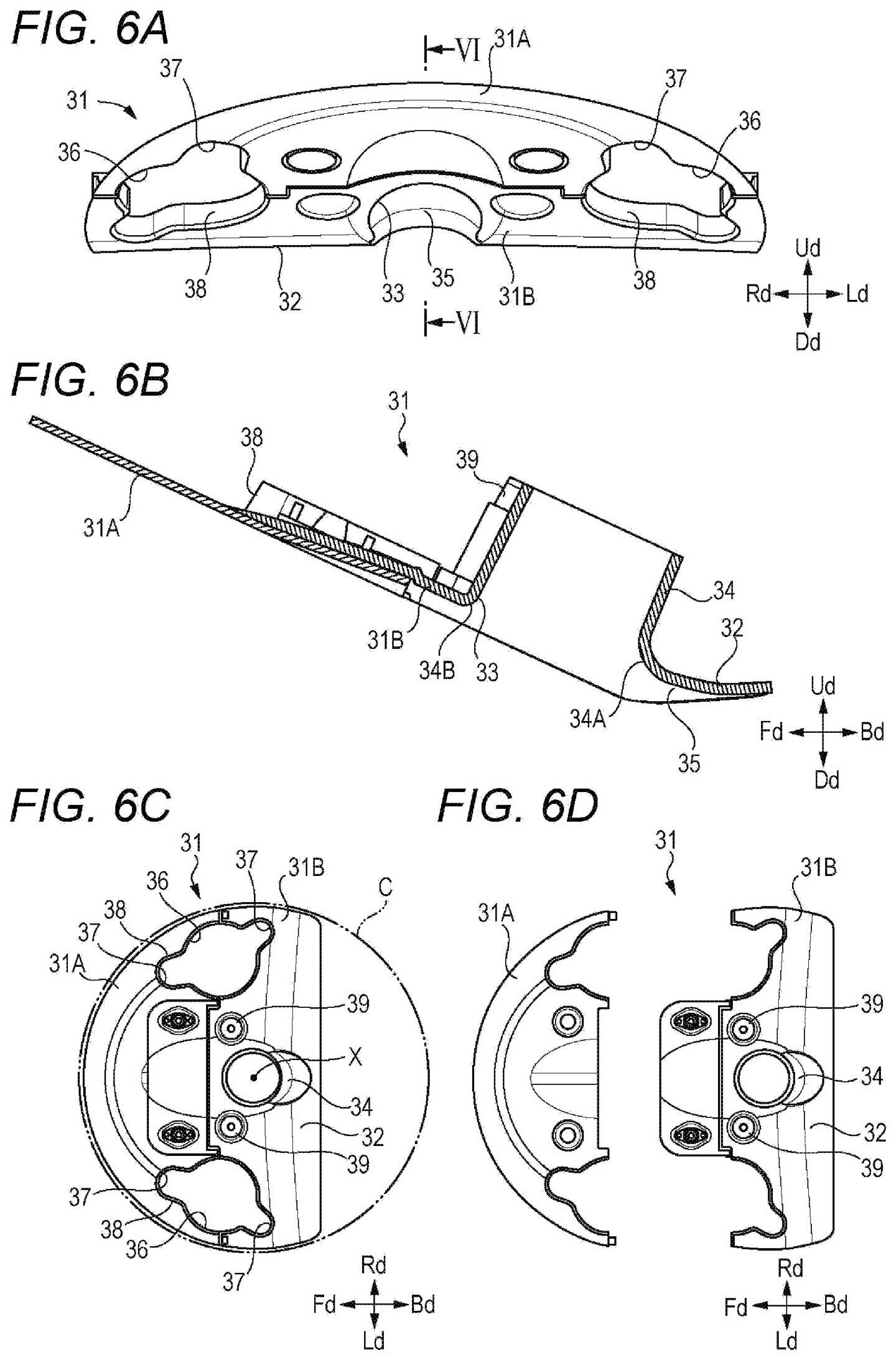 Multiple views of the diffuser that clamps on the front and rear of the fork and keeps air from passing up into the cockpit.