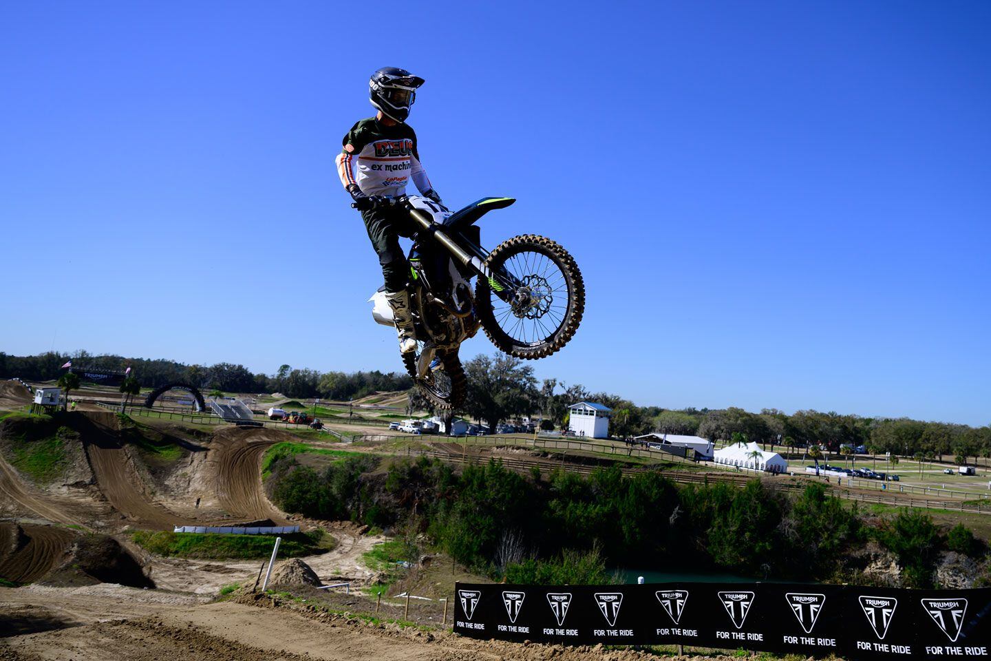 Triumph’s TF 250-X soaks up big hits with control while being comfortable on small chop.