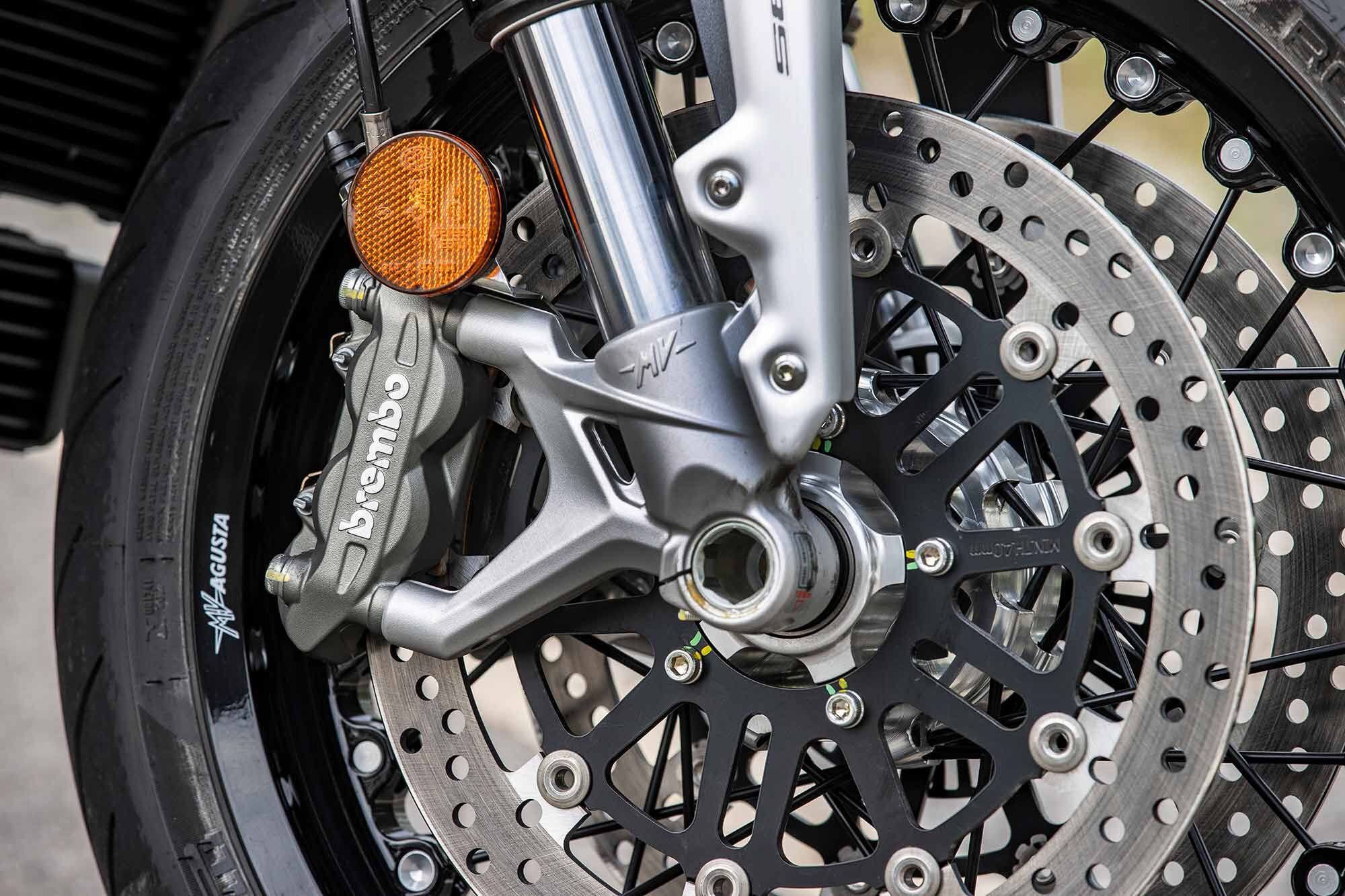 Four-piston Brembo calipers matched to 320mm discs provide strong stopping power but ABS does intervene too early.