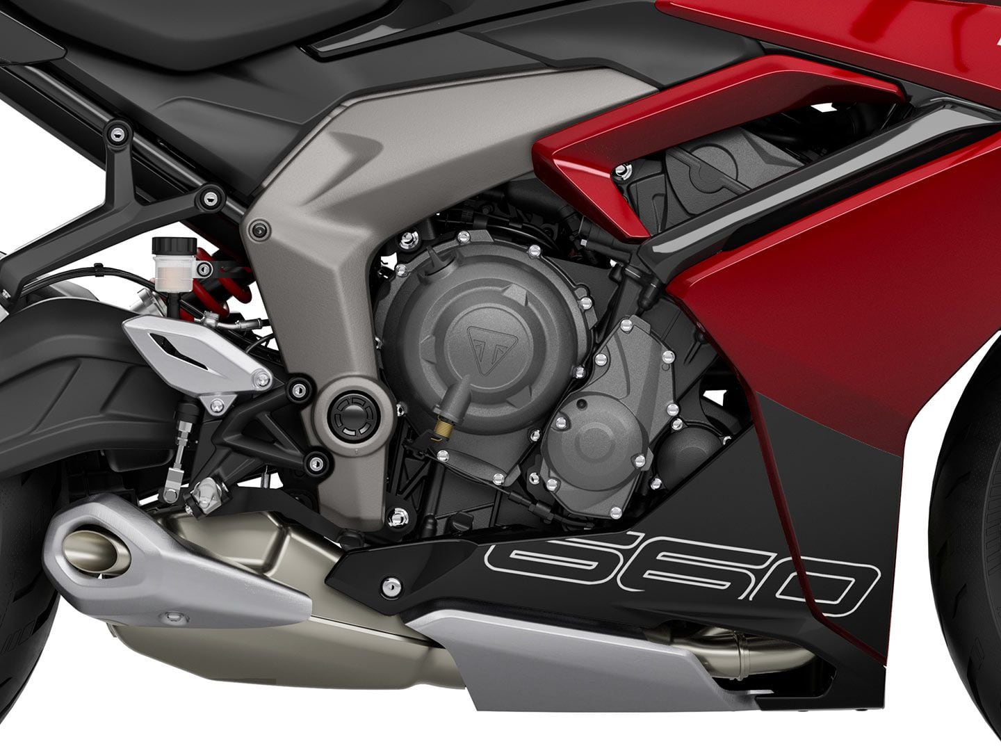 The engine is based on the same triple in the Trident, but has been heavily revised for this application.