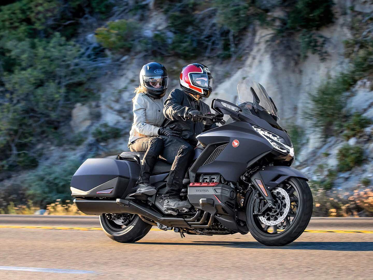 It may be close to 900 pounds, but the base Gold Wing still manages to offer a sub-30-inch seat height and supremely balanced ride.