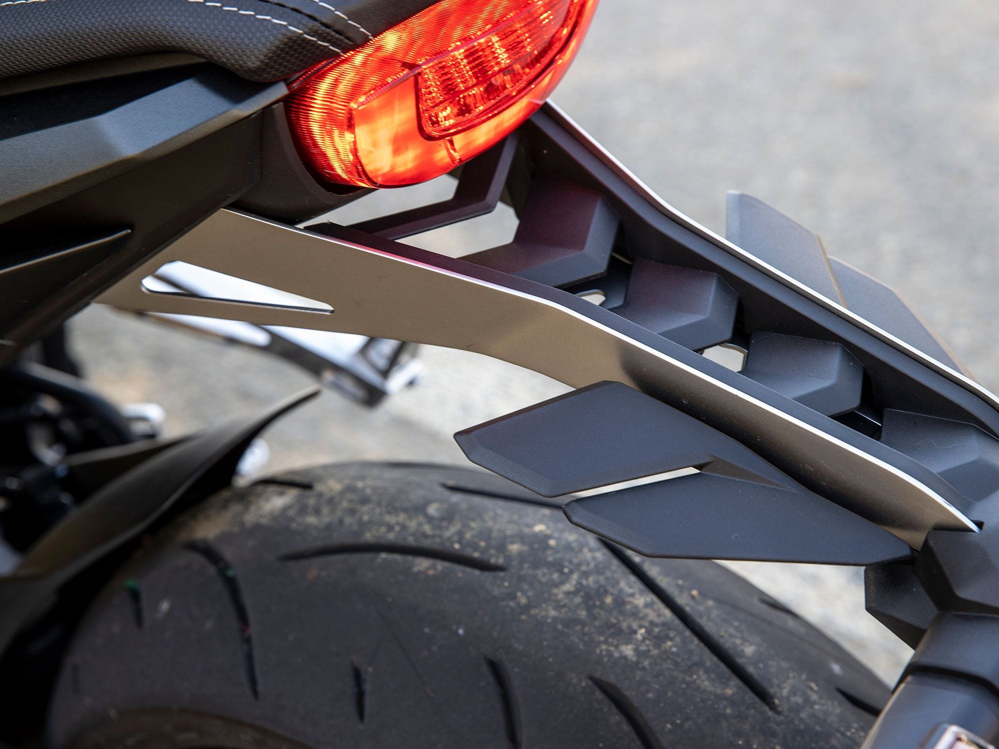 2021-Honda-CB650R-Tailsection.jpg | The sporty new tailsection has a muscle car’s window louver vibe to it.