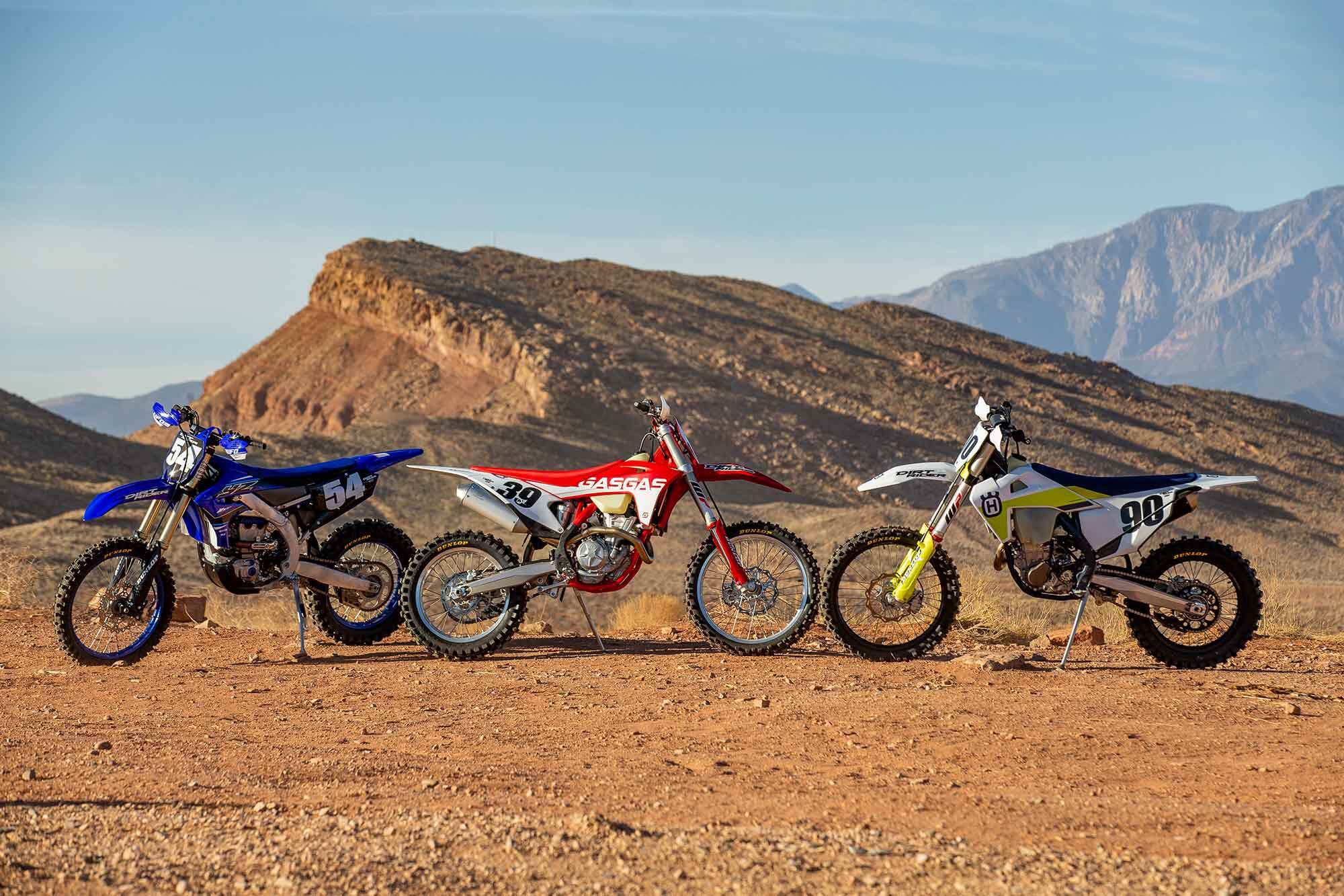 Yamaha has stuck with a tried-and-true coil-spring fork on its dirt bikes over the years, while GasGas’ and Husqvarna’s motocross and cross-country models use an air fork.