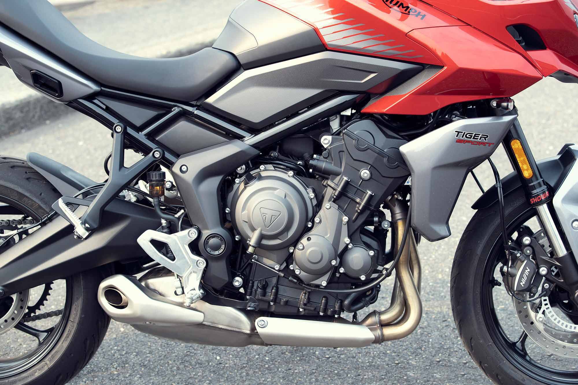 Firepower? Triumph’s DOHC 659cc inline-triple engine as seen in the Trident 660. Beware: The triple trumpet exhaust note is addicting!