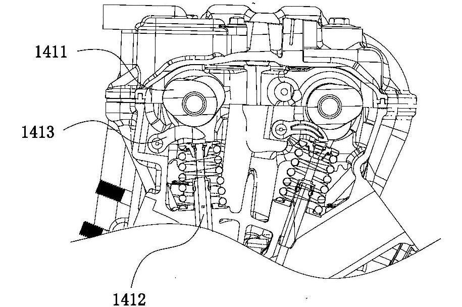 A closer look at the valvetrain. Note, the finger-follower design.