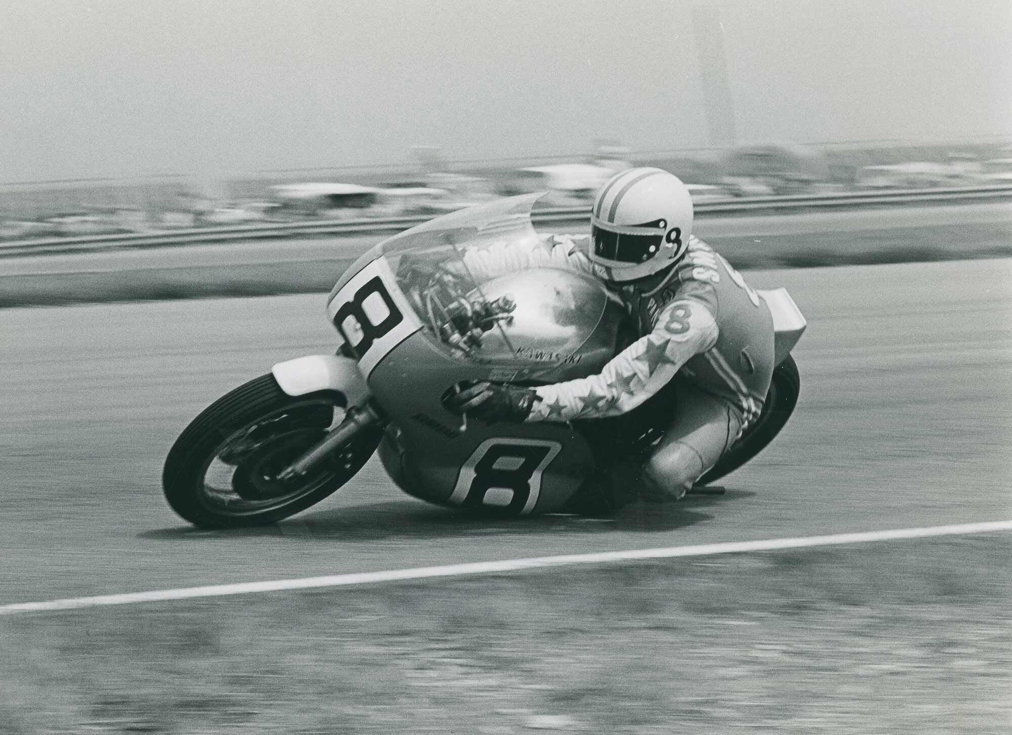 Smart at Talladega 1972 on a Kawasaki.