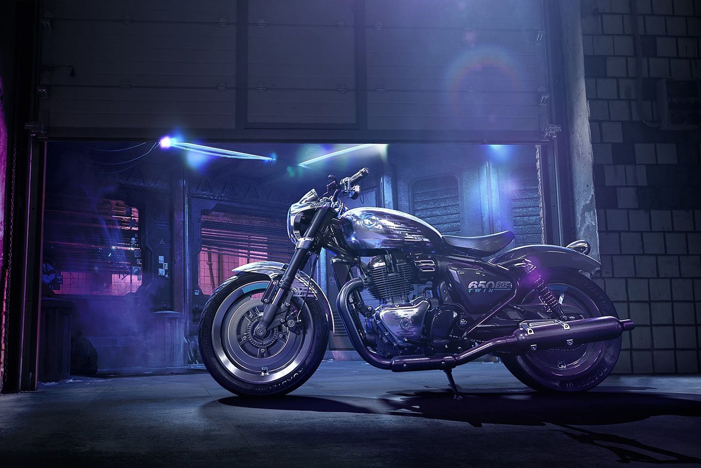 The SG650 Concept, upon which the Shotgun is based. Sorry, the dual disc brakes with integrated ABS or CNC-machined billet aluminum tank didn’t make it to the production bike.