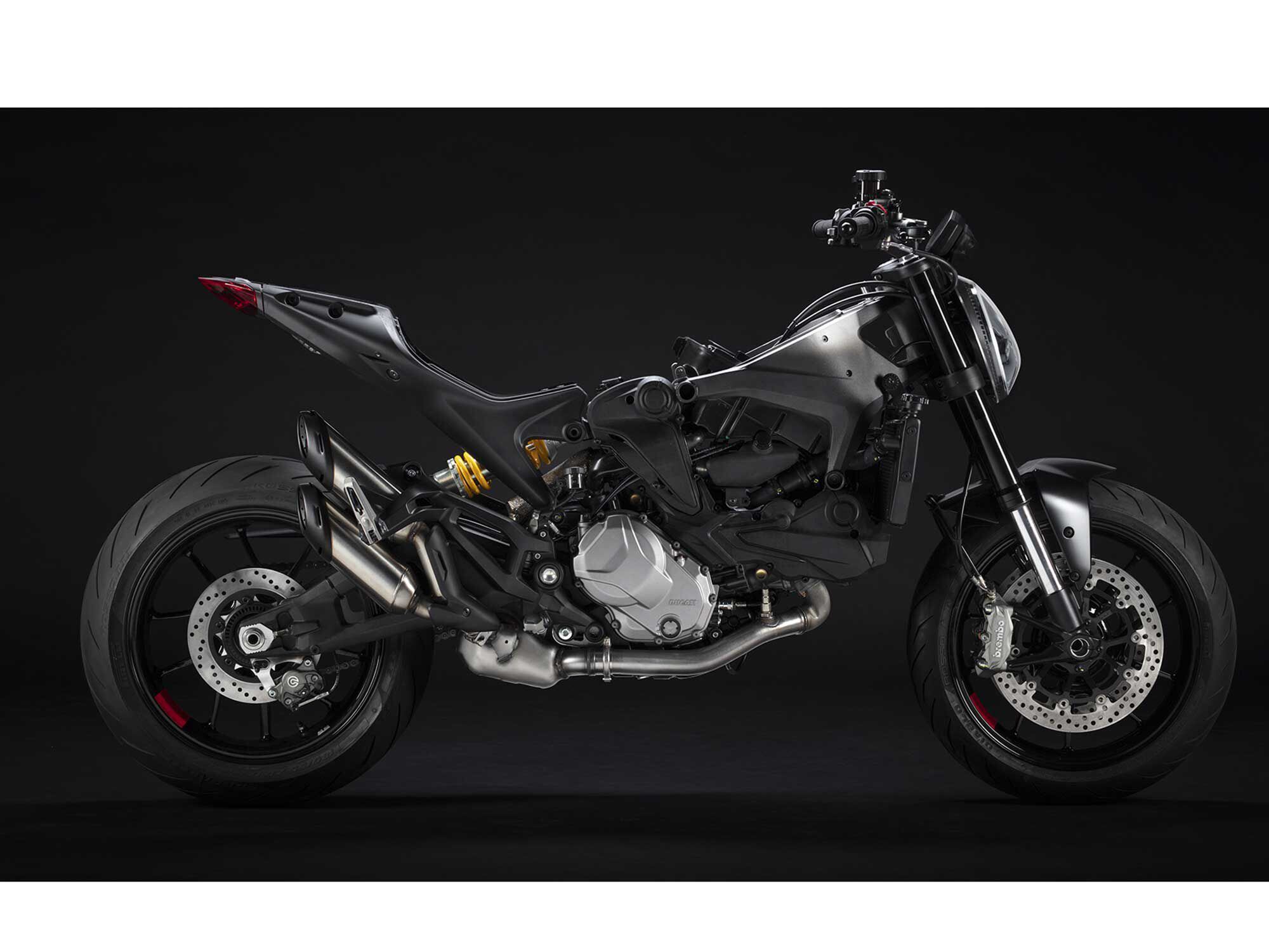The new front frame and GFRP subframe.
