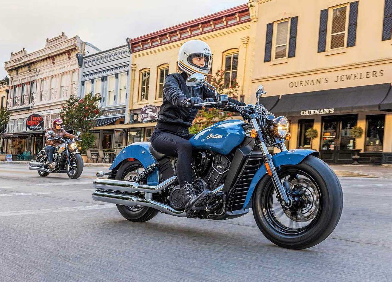 Classic cruiser looks, five speeds, and a very, very low seat make the Scout Sixty a nice option for new big twin fans.